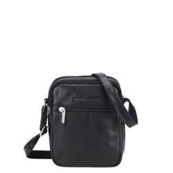 Arthur and Aston Dorian Zippered Satchel for Men in M Black Leather