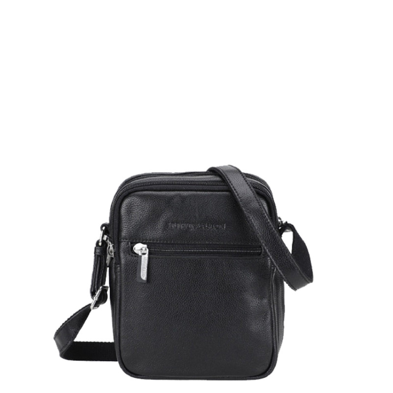 Arthur and Aston Dorian Zippered Satchel for Men in M Black Leather