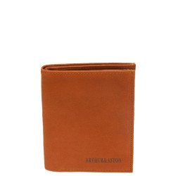 Arthur et Aston Oscar Vertical Wallet 2 Flaps in Cognac Leather