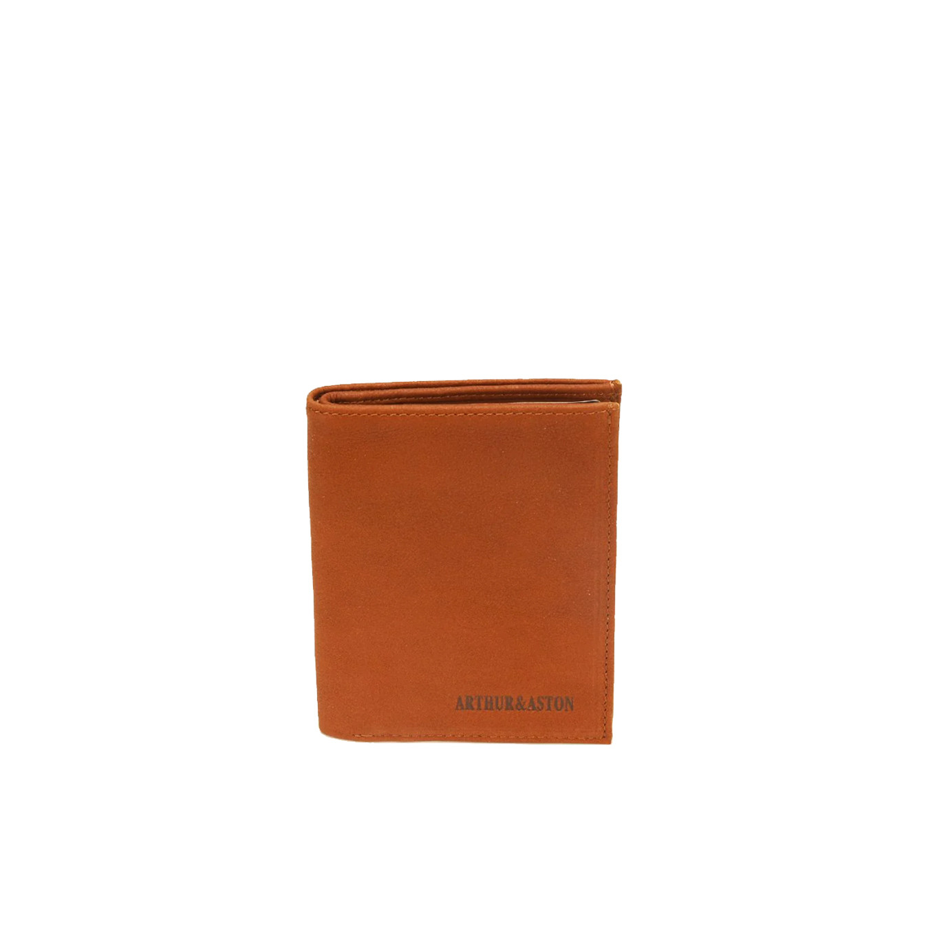 Arthur et Aston Oscar Vertical Wallet 2 Flaps in Cognac Leather