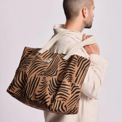 Hindbag Claude Large Cotton Bio Zebra Canele Tote Bag