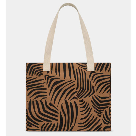 Hindbag Claude Grand Sac Cabas En Coton Bio Zèbre Canelle dos