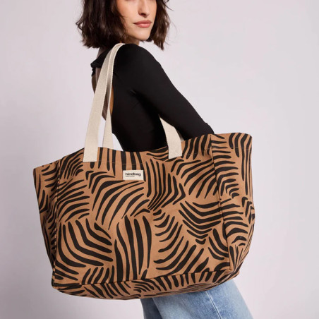 Hindbag Claude Large Cotton Bio Zebra Canele Tote Bag