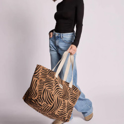 Hindbag Claude Large Cotton Bio Zebra Canele Tote Bag