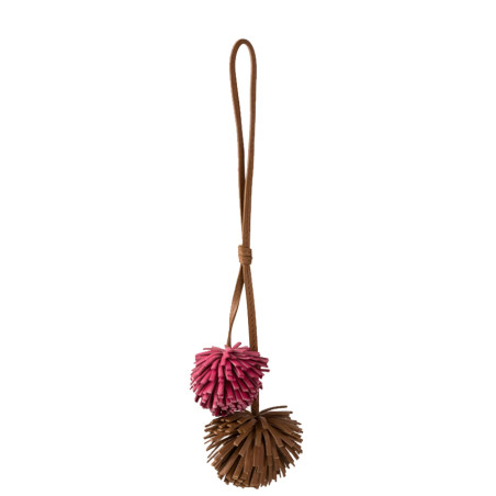 Biba Connecticut Keychain with Leather Pom-Poms COH8L Fuchsia
