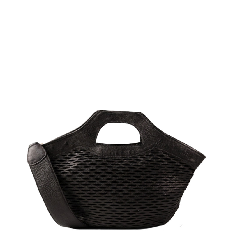 Biba Doty Small Handbag in Washed and Perforated Calfskin DOT1L Negro