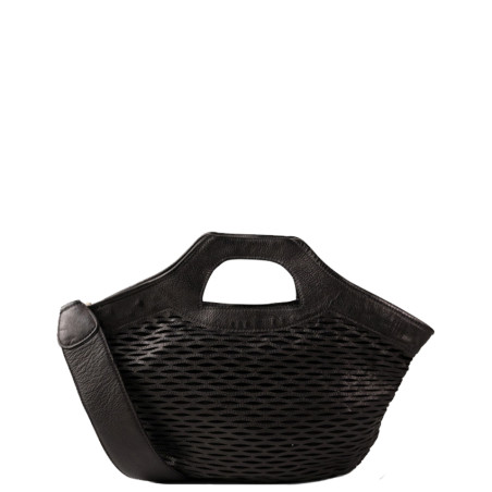 Biba Doty Small Handbag in Washed and Perforated Calfskin DOT1L Negro