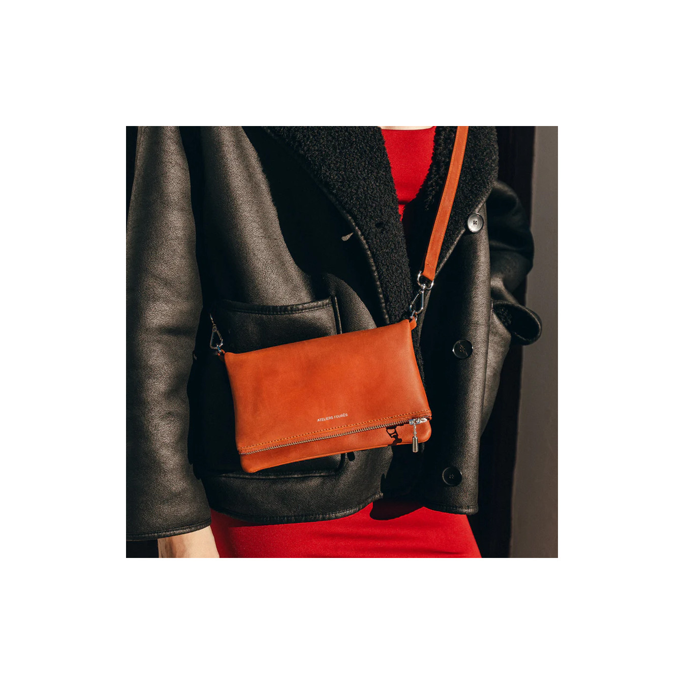Ateliers Fourès Mycene Mini Pouch with Flap in Fawn Leather
