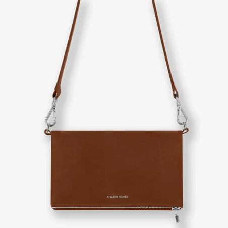 Ateliers Fourès Mycene Mini Pochette A Rabat En Cuir Fauve face