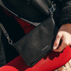 Ateliers Fourès Mycene Mini Pouch with Flap in Black Leather