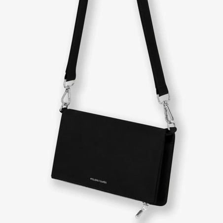 Ateliers Fourès Mycene Mini Pochette A Rabat En Cuir Noir côté