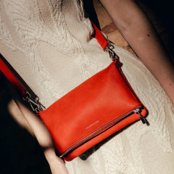 Ateliers Fourès Mycene Mini Pouch with Flap in Confite Orange Leather