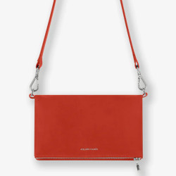 Ateliers Fourès Mycene Mini Pouch with Flap in Confite Orange Leather