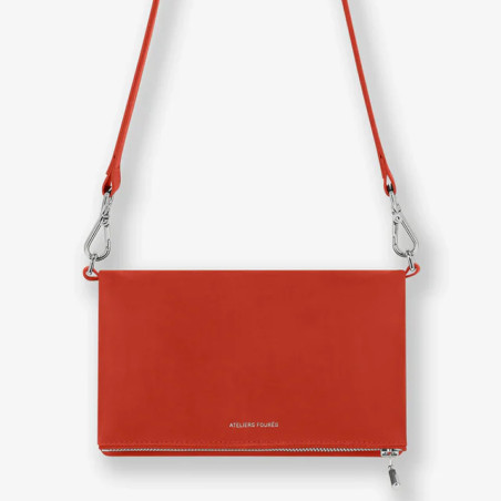 Ateliers Fourès Mycene Mini Pochette A Rabat En Cuir Orange Confite face