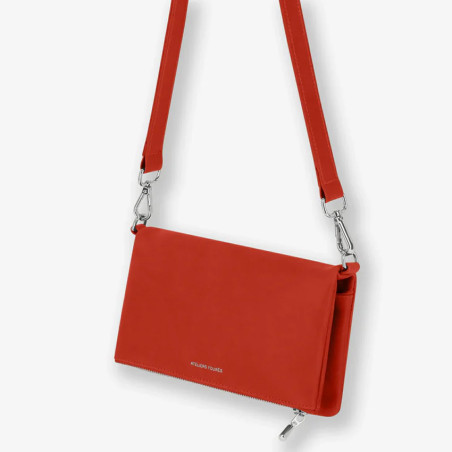 Ateliers Fourès Mycene Mini Pouch with Flap in Confite Orange Leather