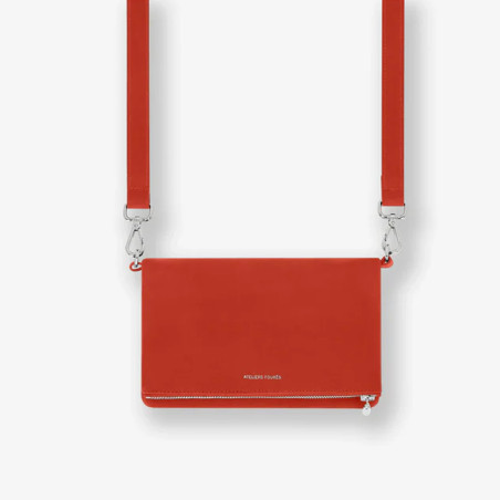 Ateliers Fourès Mycene Mini Pouch with Flap in Confite Orange Leather