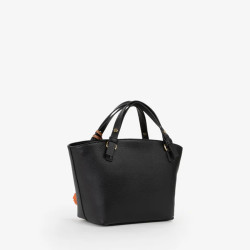 Valentino Hybris Re Shopping Bag with Pompons Nero