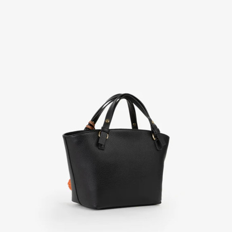 Valentino Hybris Re Shopping Bag with Pompons Nero