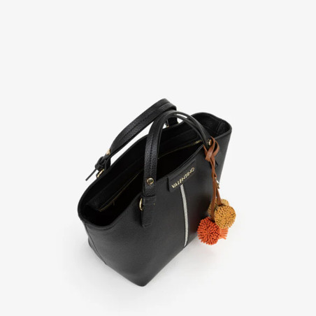 Valentino Hybris Re Shopping Bag with Pompons Nero