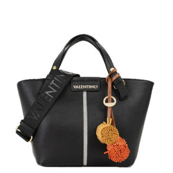 Valentino Hybris Re Shopping Bag with Pompons Nero