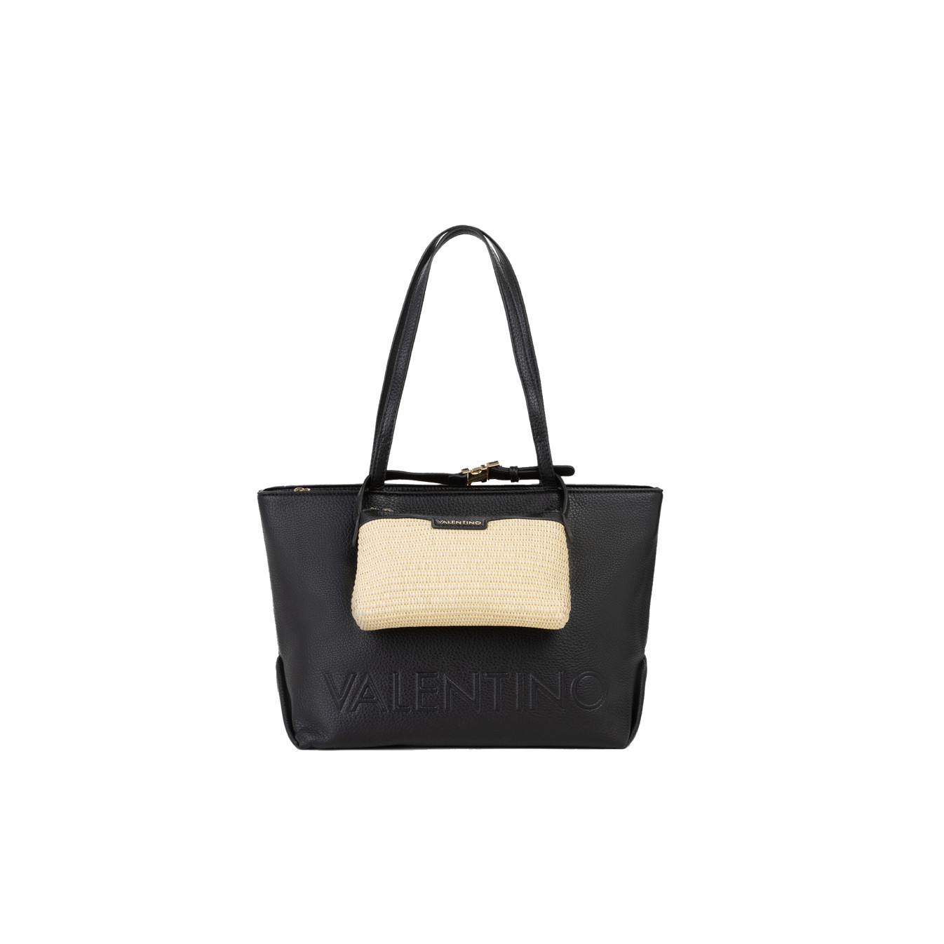 Valentino Maiam Shopping Bag with Detachable Pouch Nero