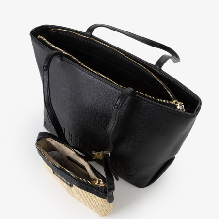 Valentino Maiam Shopping Bag with Detachable Pouch Nero