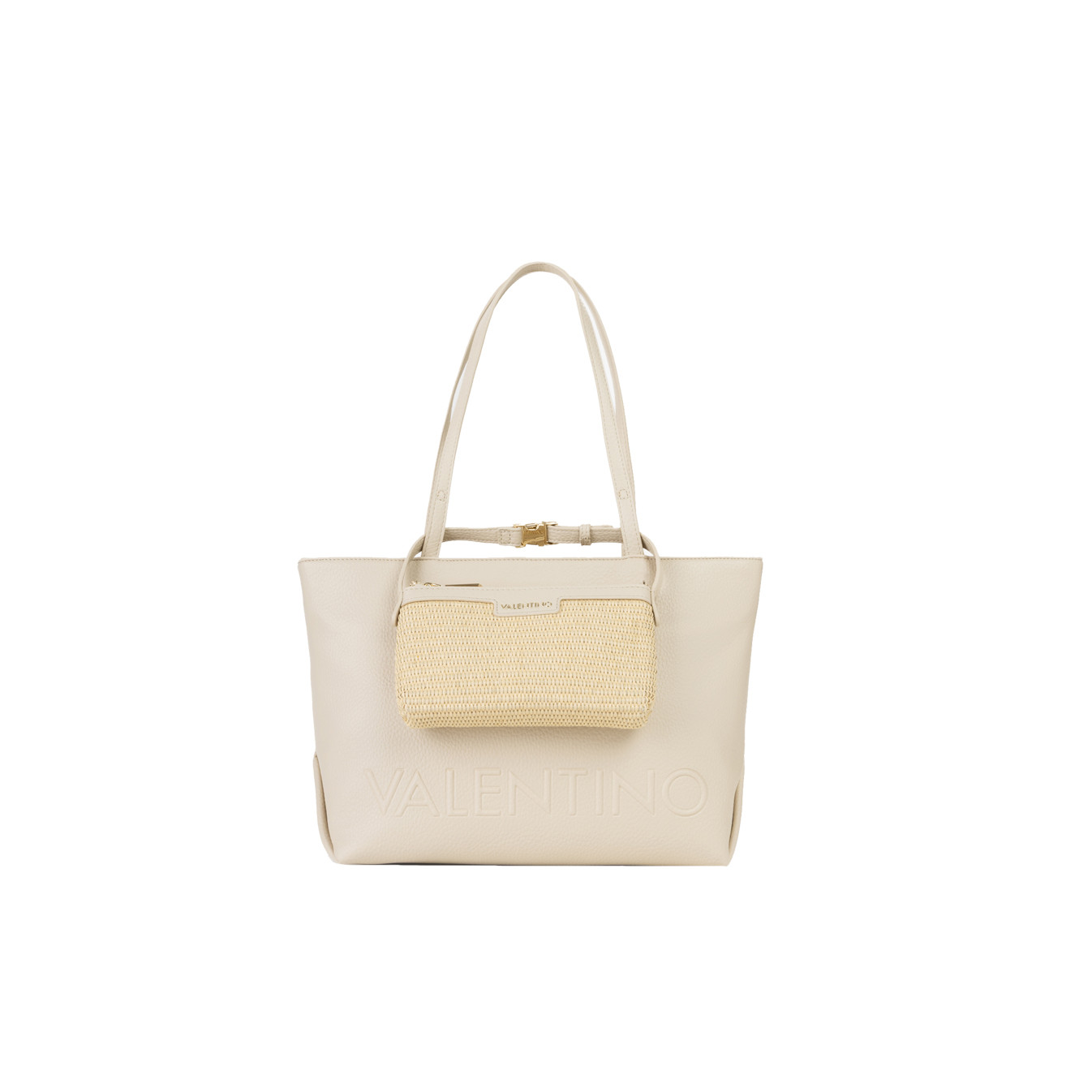 Valentino Maiam Sac Shopping Avec Pochette Amovible Beige