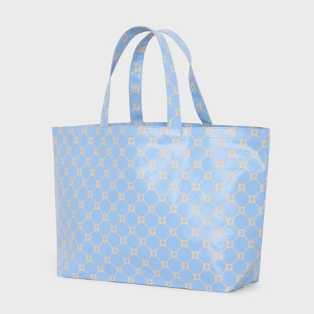 Gérard Darel Lolita Monogrammed Canvas Tote Bag Sky/Vanilla