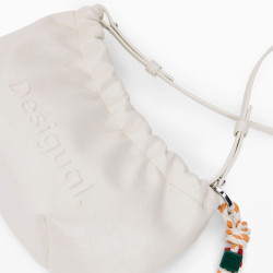 Desigual Half Logo Small Pouch Bag With Charms Crudo Beige