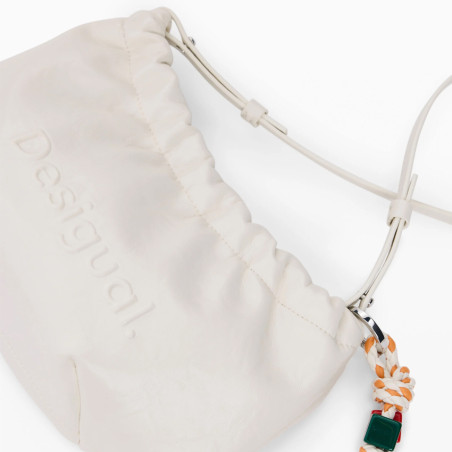 Desigual Half Logo Petit Sac Bourse Avec Charms Crudo Beige près