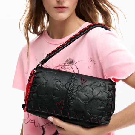 Desigual Mickey Rolling Bag M Textured Drawings Black