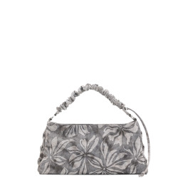 Desigual Obsidian Handbag M with Embroidered Details Grey Médio
