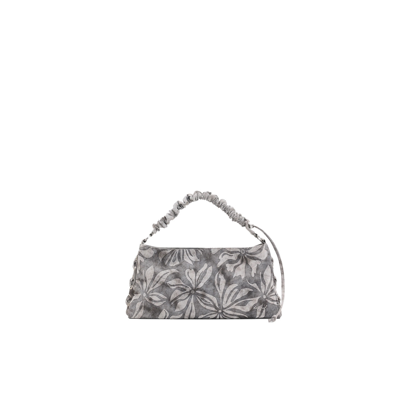 Desigual Obsidian Handbag M with Embroidered Details Grey Médio