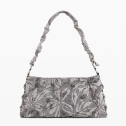 Desigual Obsidian Handbag M with Embroidered Details Grey Médio