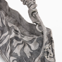 Desigual Obsidian Handbag M with Embroidered Details Grey Médio