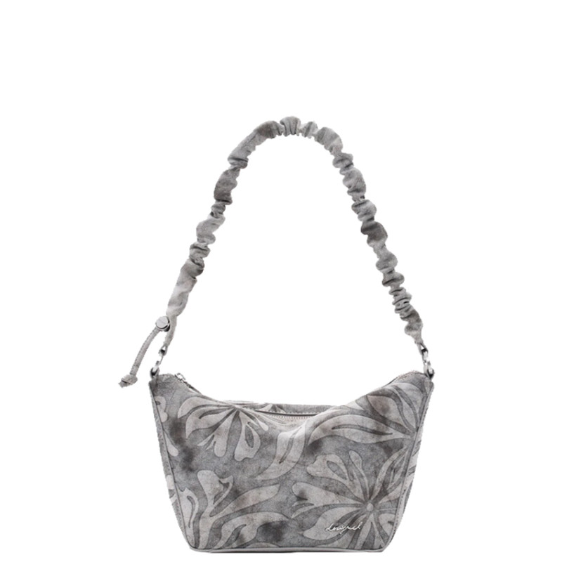 Desigual Obsidian Drawstring Bag M With Embroidered Details Grey Me...