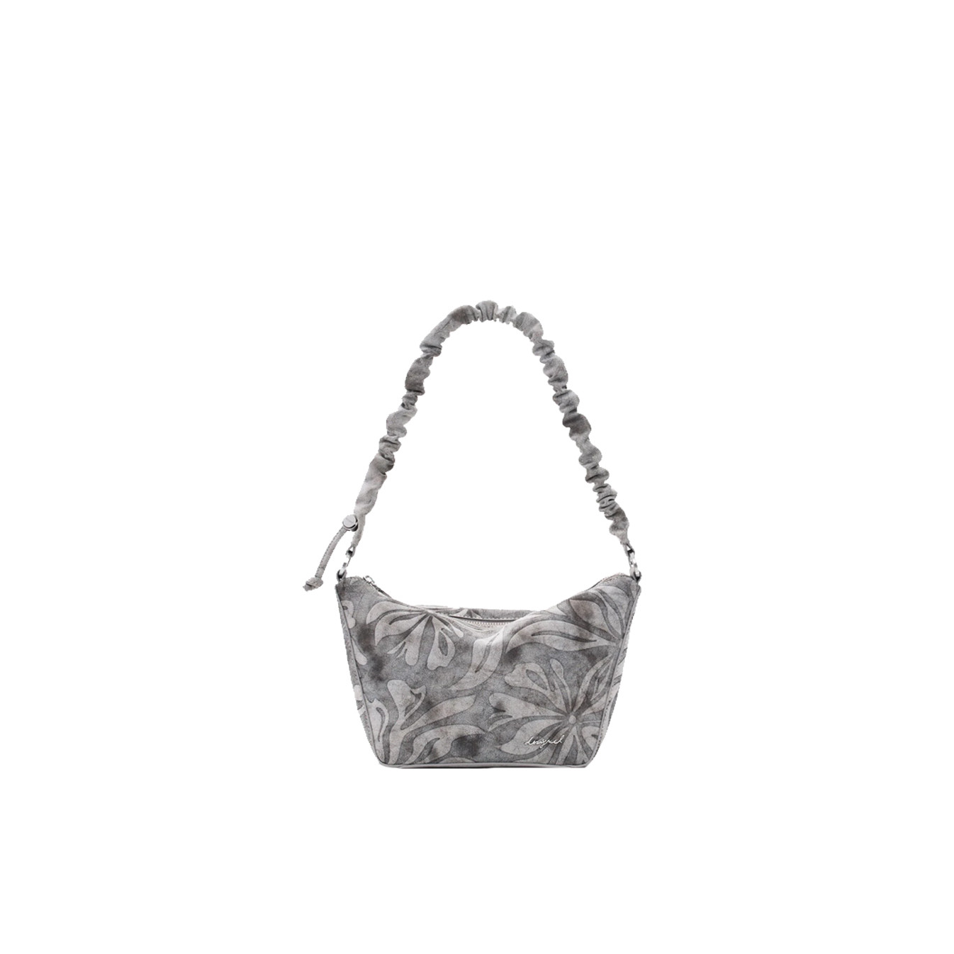 Desigual Obsidian Drawstring Bag M With Embroidered Details Grey Me...