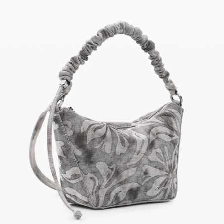 Desigual Obsidian Drawstring Bag M With Embroidered Details Grey Me...