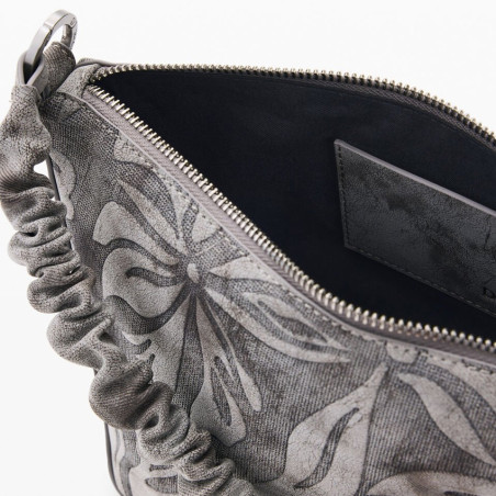 Desigual Obsidian Drawstring Bag M With Embroidered Details Grey Me...