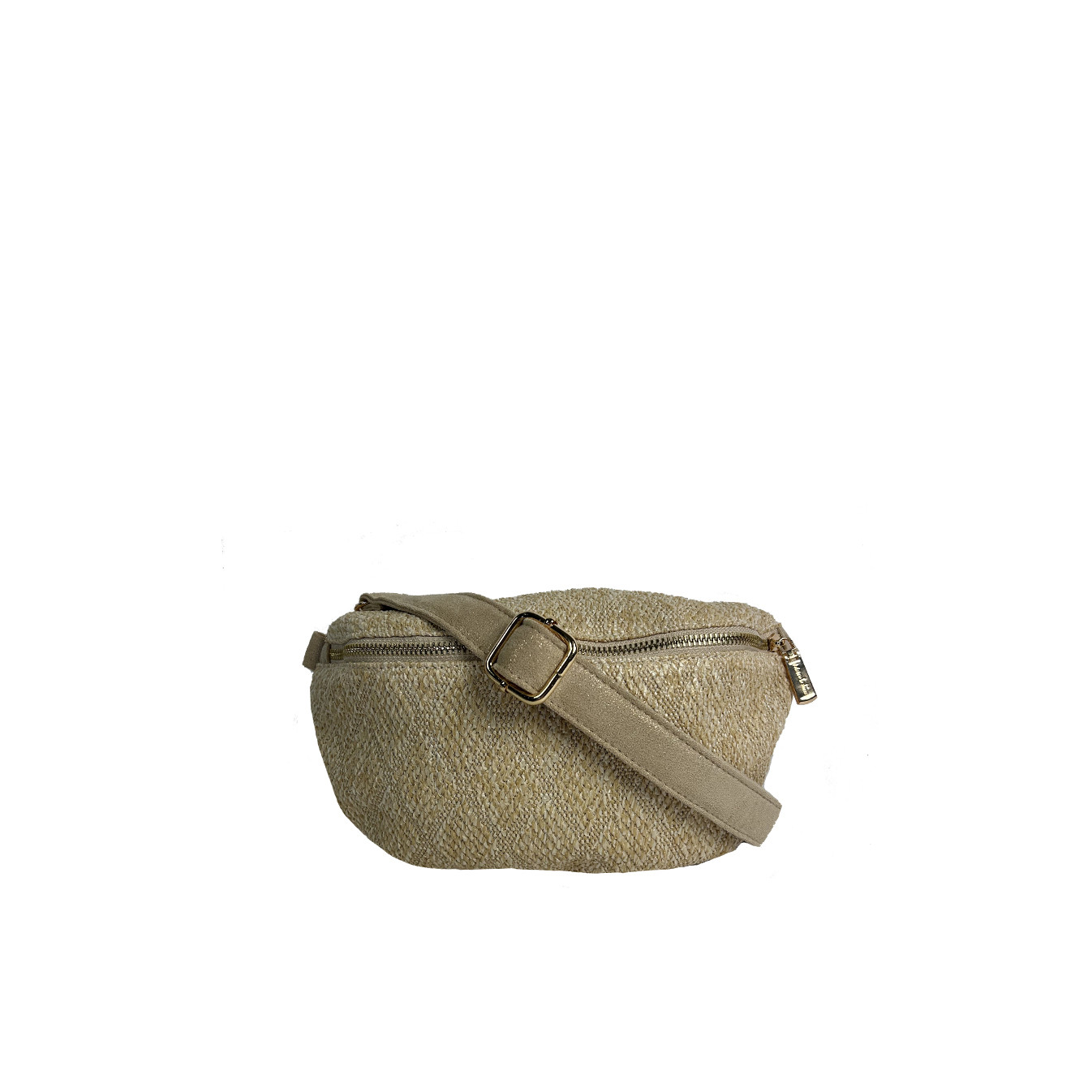 Straw Effect Banana Bag Beige