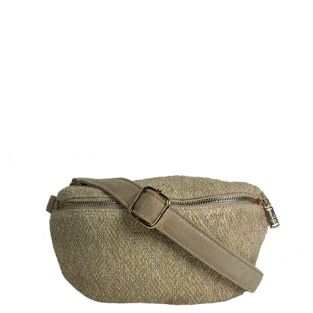 Straw Effect Banana Bag Beige