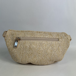 Straw Effect Banana Bag Beige
