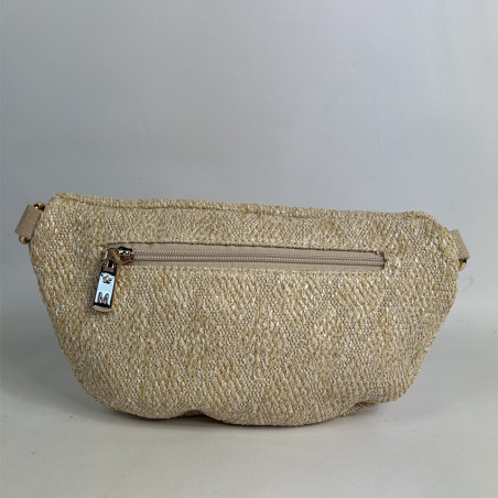 Straw Effect Banana Bag Beige