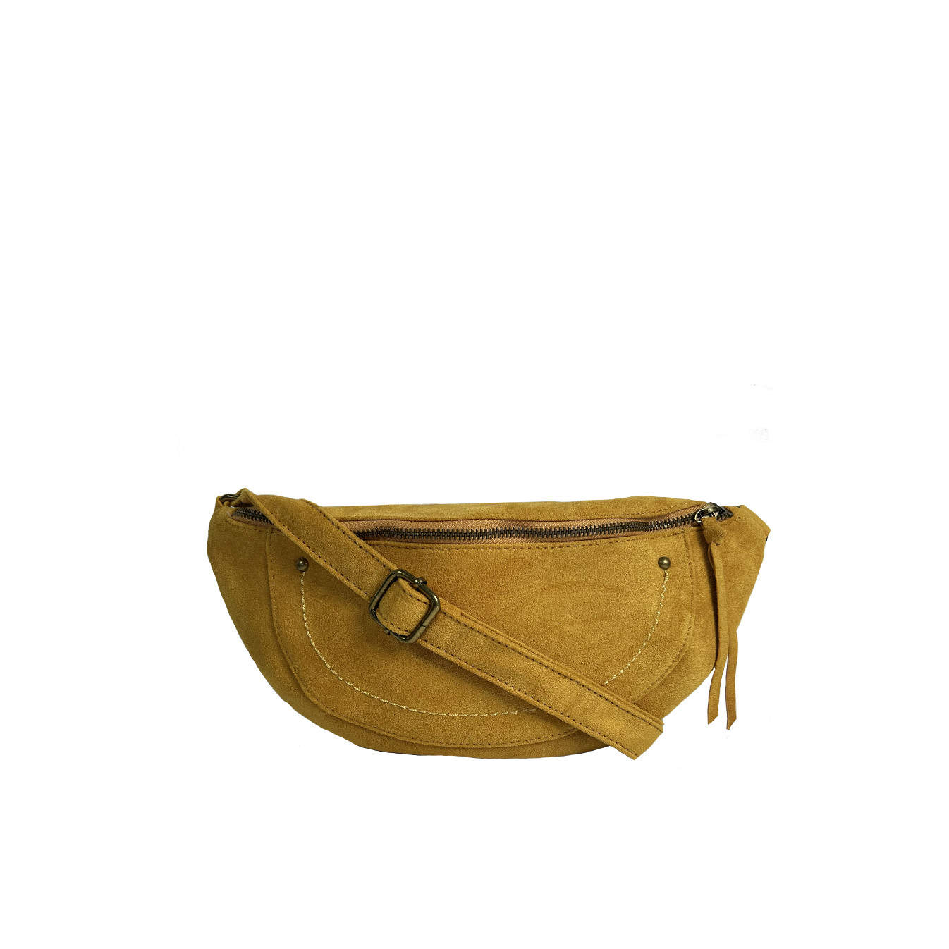 Farfouillette Daim Clouté Sac Banane Jaune