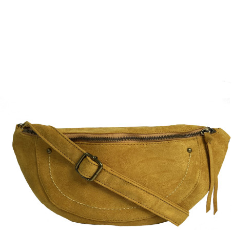 Farfouillette Daim Clouté Sac Banane Jaune