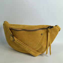 Farfouillette Daim Clouté Sac Banane Jaune