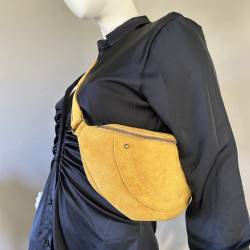 Farfouillette Daim Clouté Sac Banane Jaune