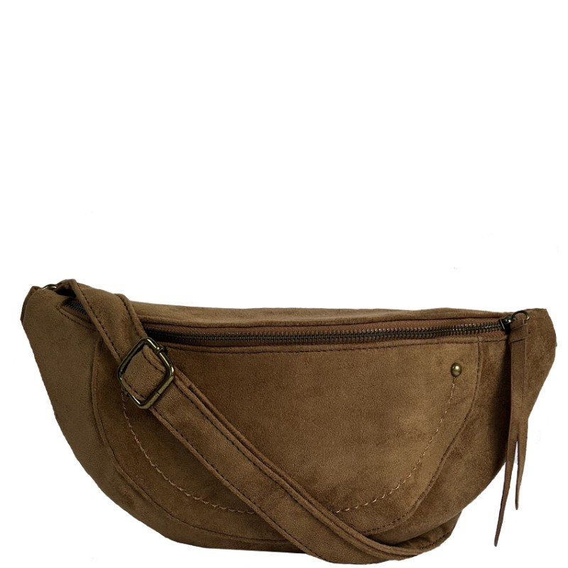 Farfouillette Studded Banana Bag Camel