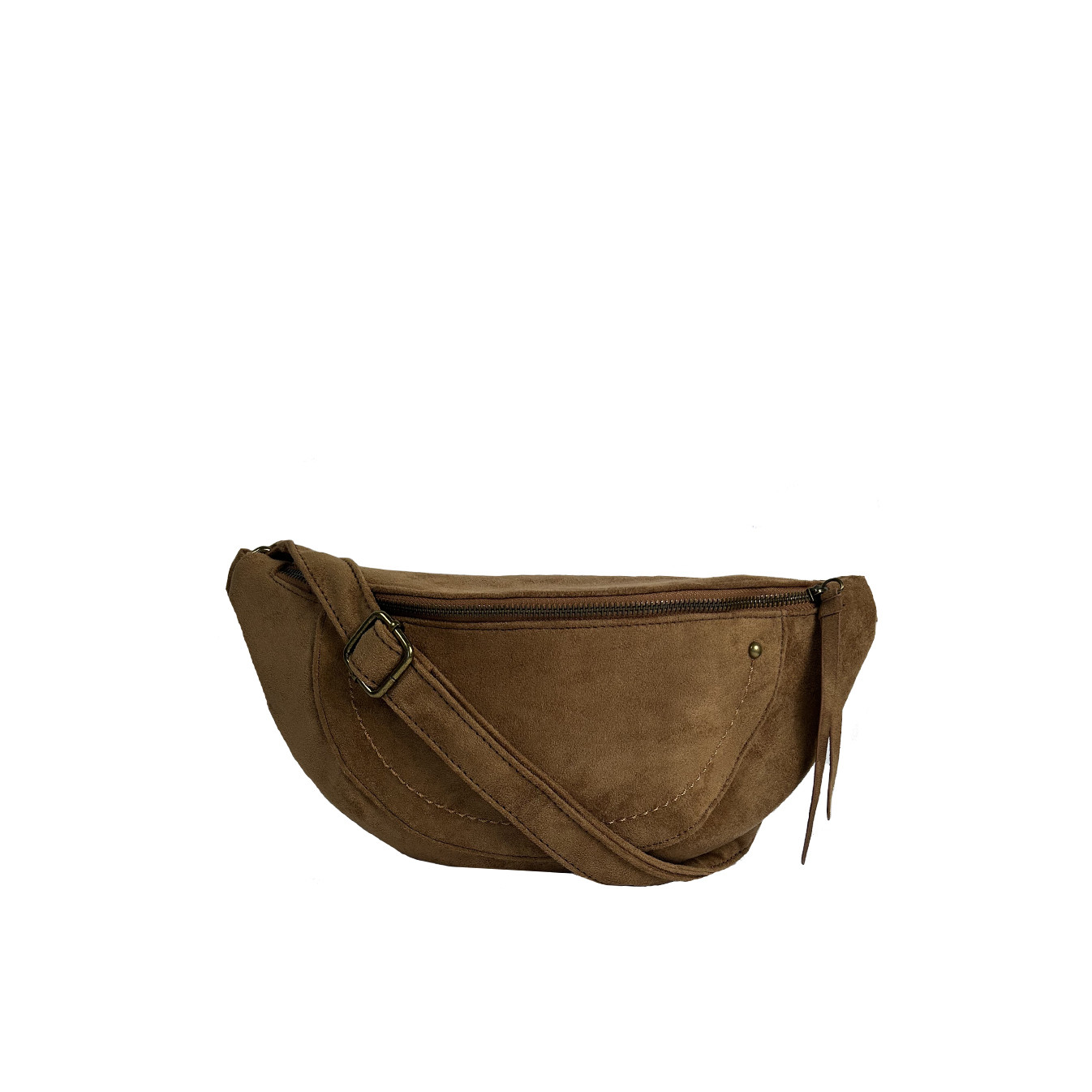 Farfouillette Studded Banana Bag Camel