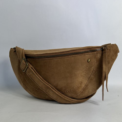 Farfouillette Studded Banana Bag Camel